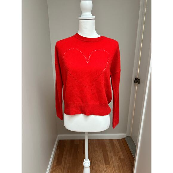 27 Miles Malibu 100% Cashmere Heart Sweater Red Size XS - Picture 1 of 9